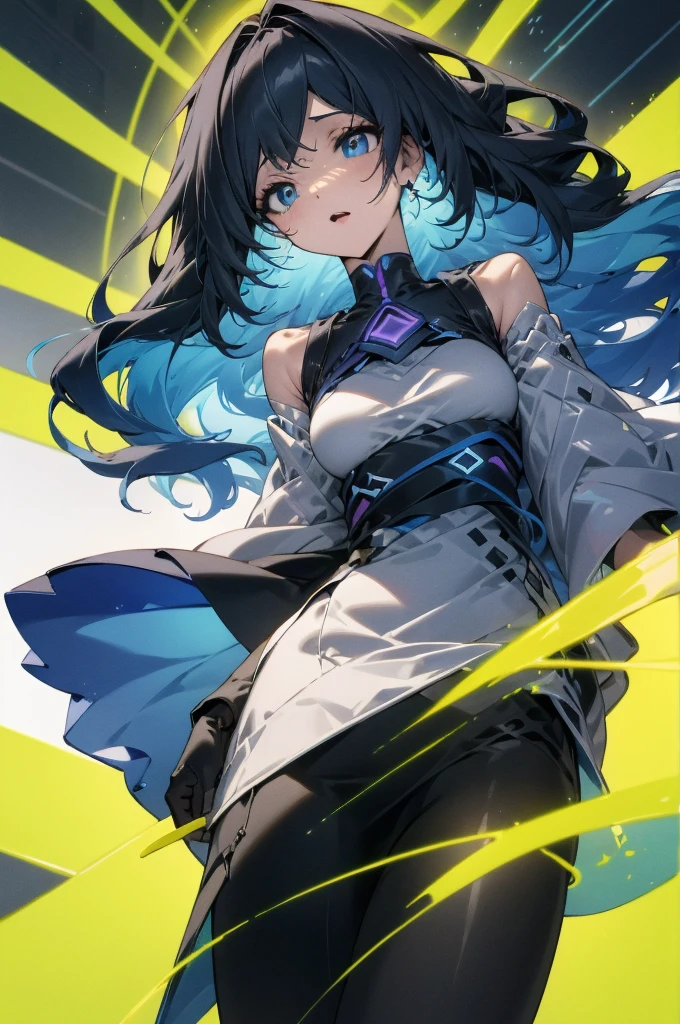 Chroma Harmonix is a unique and captivating female VTuber that draws inspiration from the vibrant world of music and colors. Her design seamlessly blends artistic expression with technology, creating a character that's both visually striking and creatively dynamic.
Appearance:
Hairstyle and Color: Chroma's hair is a mesmerizing gradient that shifts between all the colors of the rainbow, resembling the spectrum of light. The hair seems to flow and pulse in tune with the beats of her streams.
Eyes: Chroma's eyes are large and expressive, each one resembling a dynamic equalizer display. The colors within her eyes change rhythmically based on the tempo and mood of the music she plays during her streams.
Outfit: She wears a sleek, form-fitting outfit adorned with holographic patterns that react to the sound waves of music. The outfit features a blend of futuristic elements and artistic flair, with interactive LED panels that create stunning visual displays in sync with the music.
Accessories: Chroma's accessories include soundwave-inspired bracelets that emit soft glows, and virtual headphones that appear to float around her head, adjusting themselves based on the music's tempo.