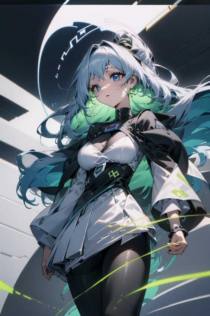 Chroma Harmonix is a unique and captivating female VTuber that draws inspiration from the vibrant world of music and colors. Her design seamlessly blends artistic expression with technology, creating a character that's both visually striking and creatively dynamic.

Appearance:

    Hairstyle and Color: Chroma's hair is a mesmerizing gradient that shifts between all the colors of the rainbow, resembling the spectrum of light. The hair seems to flow and pulse in tune with the beats of her streams.

    Eyes: Chroma's eyes are large and expressive, each one resembling a dynamic equalizer display. The colors within her eyes change rhythmically based on the tempo and mood of the music she plays during her streams.

    Outfit: She wears a sleek, form-fitting outfit adorned with holographic patterns that react to the sound waves of music. The outfit features a blend of futuristic elements and artistic flair, with interactive LED panels that create stunning visual displays in sync with the music.

    Accessories: Chroma's accessories include soundwave-inspired bracelets that emit soft glows, and virtual headphones that appear to float around her head, adjusting themselves based on the music's tempo.