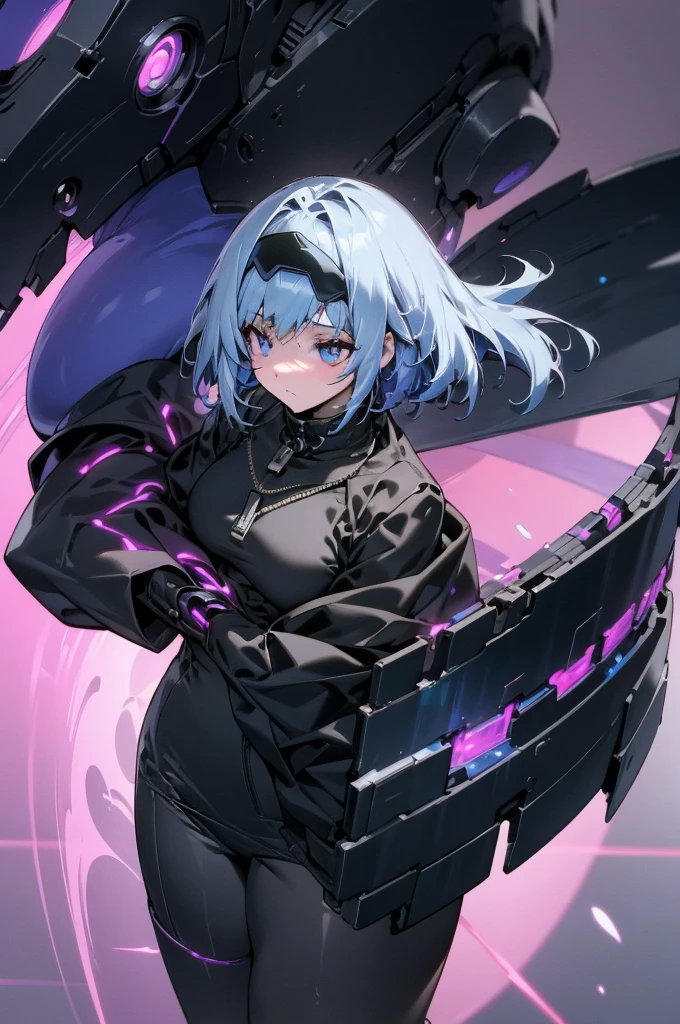 Cipher Shade is a mysterious and enigmatic female VTuber, designed in a style reminiscent of Arknights character designs. Her appearance combines futuristic elements with a touch of cyberpunk, creating a character that exudes both elegance and a sense of technological prowess.
Appearance:
Hairstyle and Color: Cipher Shade has sleek, indigo-colored hair with neon streaks that give it a futuristic glow. The hair is styled in a sophisticated yet edgy manner, emphasizing her mysterious aura.
Eyes: Her eyes are sharp and piercing, with a cybernetic glow that changes color based on her emotions or the theme of her streams. The eyes have a hint of luminescence, adding to the high-tech aesthetic.
Outfit: She wears a sleek, form-fitting bodysuit with holographic accents that shift and shimmer as she moves. The suit features intricate patterns resembling circuitry, and her outfit is equipped with futuristic accessories like cybernetic gloves and sleek boots.
Accessories: Cipher Shade has a high-tech visor that partially covers her eyes, providing her with augmented reality overlays. She also wears a data-chip necklace, symbolizing her connection to the digital realm.