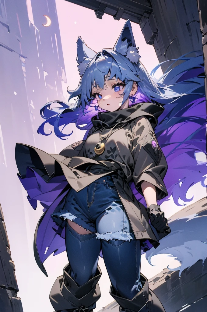 Luna Paws is an adorable and energetic female VTuber, taking inspiration from the charm of a playful wolf. Her design combines elements of the natural world with a touch of whimsical fantasy, creating a character that exudes warmth and friendliness.
Appearance:
Hairstyle and Color: Luna Paws has a lively, shoulder-length hairstyle with a mix of silver and lavender colors, resembling the moonlit night sky. Two wolf ears peek out from her hair, expressing her animal theme.
Eyes: Large, expressive eyes with a deep shade of indigo, reflecting a sense of curiosity and enthusiasm. The eyes occasionally feature a subtle luminescence, giving them a mystical glow.
Outfit: Luna Paws wears a cute and casual outfit that combines modern fashion with a touch of wilderness. She sports a cozy hoodie with stylized wolf paw prints, denim shorts, and knee-high boots. A crescent moon pendant hangs around her neck.
Accessories: Luna Paws has a playful tail, matching the color of her hair, which wags and expresses her emotions. She also wears a pair of silver wolf-themed earrings that glisten in the virtual light.