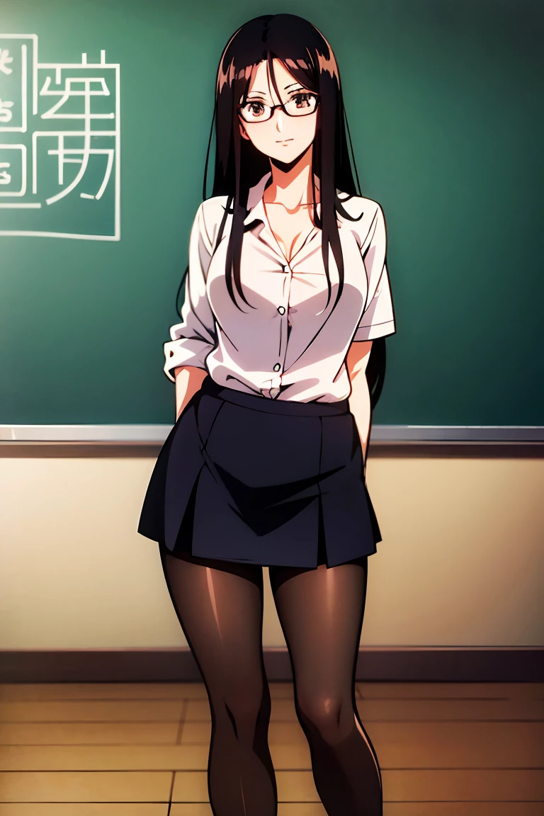 ((masterpiece)),((best quality)),ultra-detailed,illustratio,Explicit,Beautiful body,Beautiful Nose,Beautiful character design,perfect eyes,perfect face,wallpaper,ultra highres,4K,photography,(Beautiful,normal breasts:1.2),(beautiful face:1.2),beautiful legs,perfect legs,shiny skin,official style,nsfw,official art,sanime screencap,anime coloring,
1girl,brown eyes,long hair,black hair,ponytail,breasts, solo, underwear, panties, looking at viewer,skirt, cameltoe, white panties, covered nipples, blush, bangs, indoors, thighs, bow, school uniform, long sleeves, bow panties, arms behind back, necktie, very long hair, window, closed mouth, cowboy shot, classroom,<lora:Akiba Reiko:0.7>