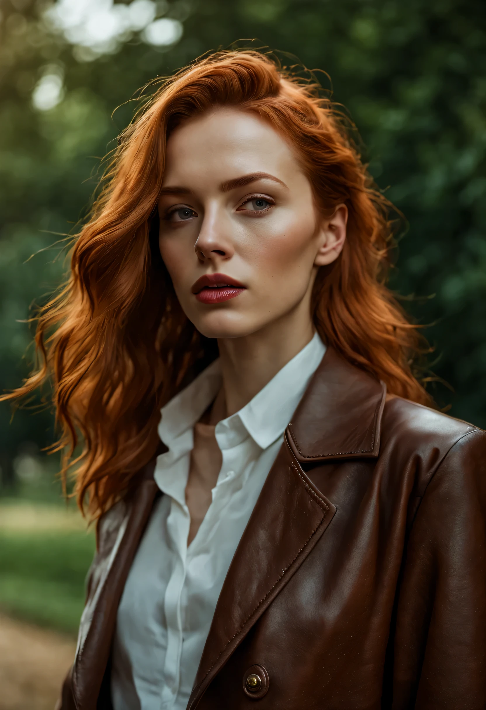 необработанное Photo, RAW image, realism, realistic style, Photo \(middle\) Katiekones \(subject\), put on a bright outfit for me \(wardrobe\), in the park \(background\), Looking behind the camera, Red hair, thin lips, facial fuzz on the skin, freckles on the body, whole body, portrait, a high resolution, Best quality, full spicy, 4к Photoграфия, real detailed leather texture, (blush:0.5), (goosebumps:0.5), subsurface scattering, RAW candid cinema, 16 mm, color film Portra 400, remarkable color, ultra realistic, textured leather, wonderful detailed students, realistic dull skin noise, visible skin details, fuzz on the skin, dry skin, shot with cinematic camera