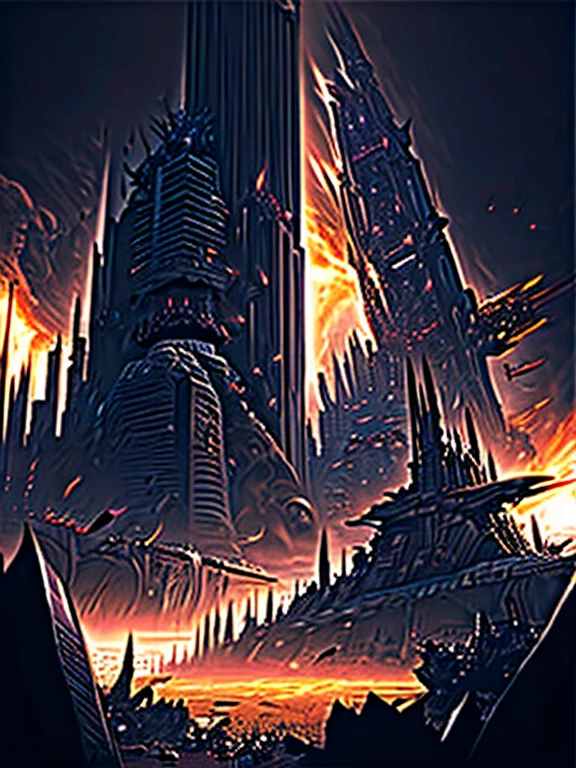 godzilla,space,scifi,landmark,cityscape,dystopian,futuristic,night scene,explosion,destruction,monstrous,alien,extraterrestrial,massive,crumbling buildings,crushing rubble,dark sky,apocalyptic,chaos,dramatic lighting,epic scale,towering skyscrapers,roaring creature,smoke and fire,desolate streets,beams of light,devastation,ominous presence,mass panic,military response,ruins,desperation,evacuation,city in ruins,overwhelming power,carnage,terrifying,beast against humanity,darkness,urban warfare,terrified civilians,surreal,mankind's last stand,survival,otherworldly entity,confrontation,monumental destruction,alien invasion,monstrous creature,battlefield,post-apocalyptic,disaster,horror,unstoppable force,desperate fight for survival,mass destruction,emerging from the shadows,decimated landscape,horror movie scene,cosmic creature,apocalyptic nightmare,cosmic energy,shattered buildings,collateral damage,ultimate chaos,immense power,desperate resistance,defenders,city under attack,unleashed fury,climactic battle,destructive rampage,unleashed terror,superhero intervention,final battle,ending the threat,redemption,restoring peace,overcoming the monster,ultimate showdown,heroic sacrifice,united resistance,bravery,heroism,conquering fear,finding hope in darkness,united against the enemy,immense destruction,world in chaos,emergence of the titans,cataclysmic event.