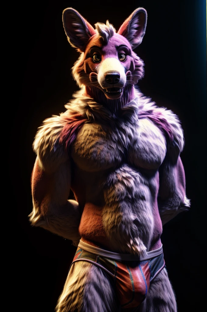 solo,furry,anthro,Fnaf Mangle,male,e621,standing,hands behind back,wearing underwear,simple background,front view,(best quality,4k,8k,highres,masterpiece:1.2),ultra-detailed,(realistic,photorealistic,photo-realistic:1.37),vivid colors,portraits,soft lighting