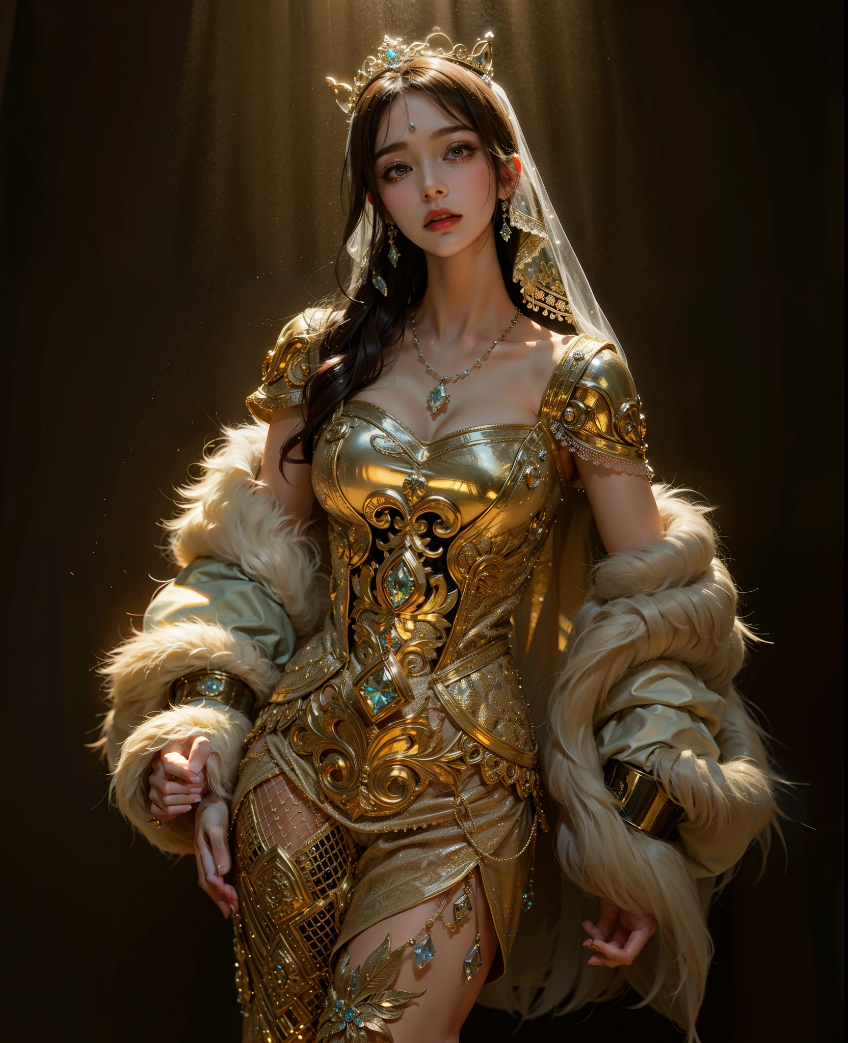 32K(tmasterpiece,k hd,hyper HD,32K)short detailed hair,Gold jewelry area in the back room,Flame Girl ,Yao Lang protector (realisticlying:1.4),Python pattern robe,Purple-pink tiara,Snowflakes fluttering,The background is pure,Hold your head high,Be proud,The nostrils look at people, A high resolution, the detail, RAW photogr, Sharp Re, Nikon D850 Film Stock Photo by Jefferies Lee 4 Kodak Portra 400 Camera F1.6 shots, Rich colors, ultra-realistic vivid textures, Dramatic lighting, Unreal Engine Art Station Trend, cinestir 800,Hold your head high,Be proud,The nostrils look at people