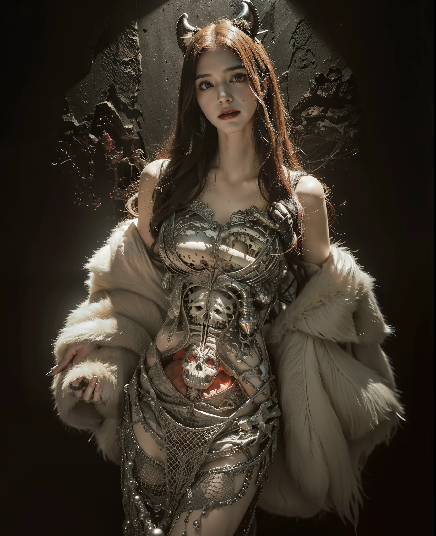 Detailed image quality，Pandora's box，, wing, succubus theme，the fallen angel，Excellent，scary，secret terror，tentacle，have eyes，The Uncanny Valley effect，little beast blood moon，Skeleton skeleton，vampire，hell fire，the fire queen，fox tails