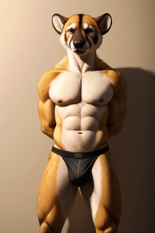 solo,furry,anthro,Meerkat,male,e621,standing,hands behind back,wearing underwear,simple background,front view,(best quality,4k,8k,highres,masterpiece:1.2),ultra-detailed,(realistic,photorealistic,photo-realistic:1.37),vivid colors,portraits,soft lighting
