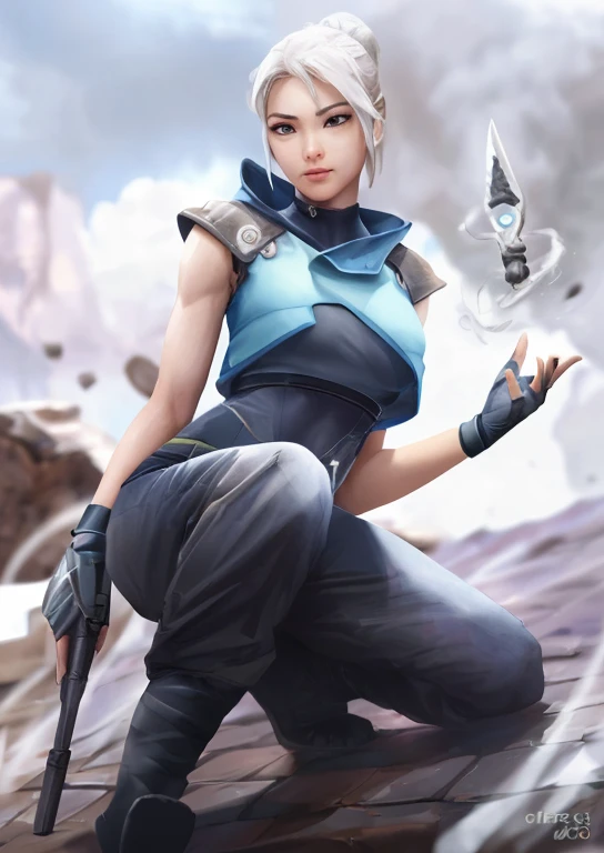 a close up of a strong amazon woman