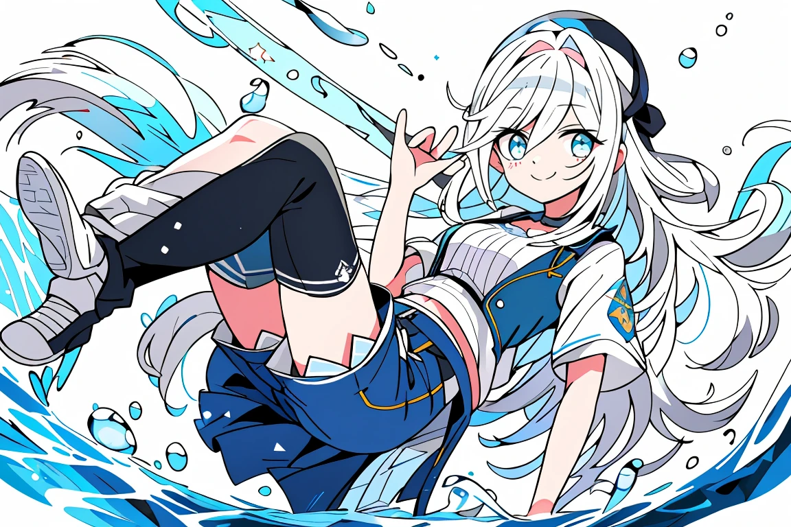 Ropolikon, One Girl, Long sleeve, Sleeves edged with ribbon, Gray Hair, blue eyes, smile,
Underbust, Medium Chest, feetを広げて,Butt,Thighs,Plump,milk,Underarm,Underbust,vapor,High Leg,Low Angle,crack,Ofeet,Gloss,Water Drop,Having your groin touched