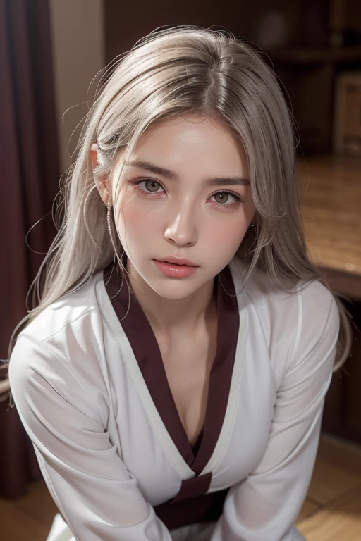 (masutepiece: 1.3), (max resolution: 1.2), (Ultra HDTV: 1.2), cinematric light, 8K resolution,
Detailed eyes and skin, detailed facial features, , (Sharp Focus: 1.2）, (Focus on Face:1.2),Perfect Style, Beautiful face, 准确, Anatomically correct, Highly detailed face and skin texture, Detailed eyes, Double eyelids, Thin eyebrows, Natural cheeks, Glossy skin, Fair skin: 1.2, (Glossy lips: 1.4),、 (Shy look: 1.2),Highly detailed facial and skin texture, Detailed eyes, Double eyelids, Natural cheeks, , shiny lips: 1.4,Exposed cleavage、（Chest lotion:1.8）（Mucus in the thighs:1.8）、（Overflowing sperm 1.5）、
red blush、humiliated、impatience、dismay、Frightened、glares、is crying、embarrassed from、Open knees、open one's legs、Masturbation behavior、rubbing the genitals with your own fingers,,,、
White underwear、White bra、Shiny little earrings and necklaces、、Disheveled clothes、Dressing、Exposed panties、Wearing sweat、sodden、Sheer underwear、
25 years old, Neat and clean woman 、Wavy Hair、 Semi-long hair, Big, upturned breasts, Sitting on the floor,Ruins、White-silver hair、Green ash eye,(Monastic uniforms:1.5)、veils、