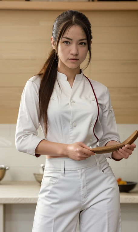 high resolution, obra de arte, Nakiri Erina, Shokugeki no Souma, loiro, Sozinho, 1 garota, Bonitinho, olhos detalhados, Cabelo longo, olhos roxos, Roupa do Chef, Jaqueta branca, White pants