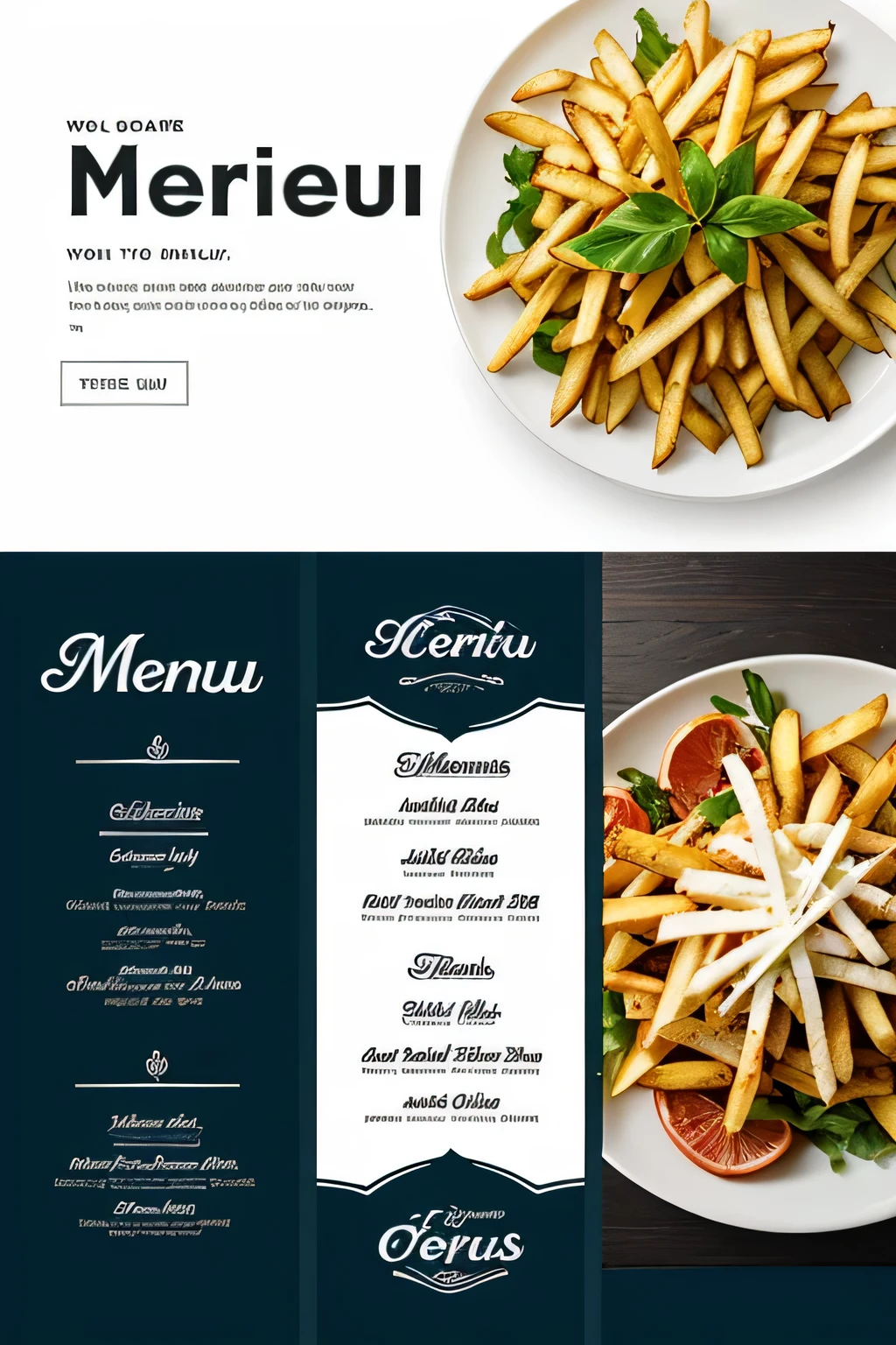 I would like you to design a menu banner that highlights our delicious toasts, delicious fries and refreshing beverage options. I am looking for a design that will make our menu appealing, using your  with colors and typeface. Don't forget to highlight the main elements and your special offers in the banner.