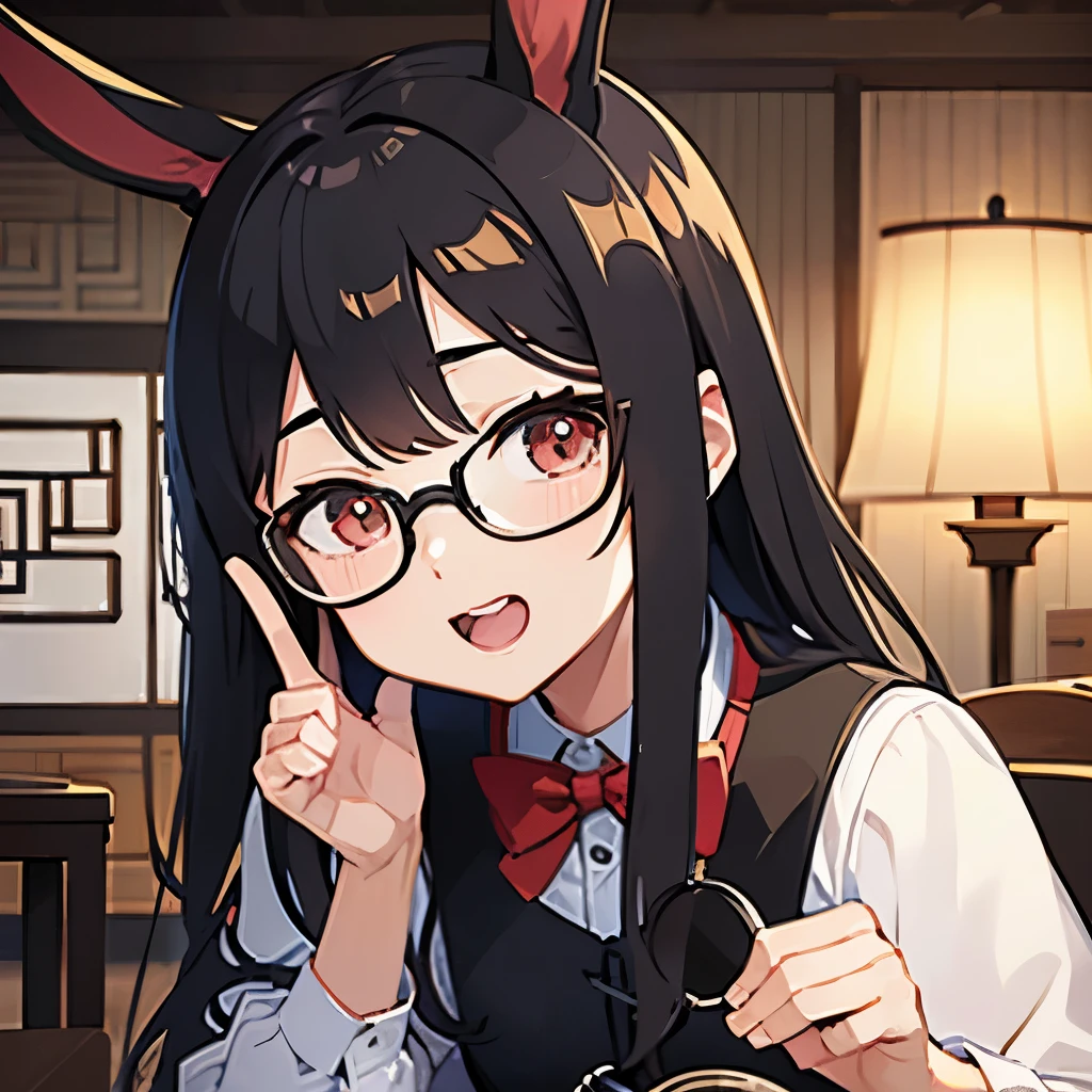 Chinese children, girls,Round glasses, rabbit teeth