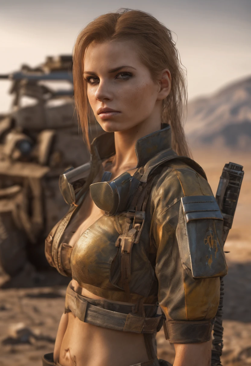 3 girls, , all the perfect likeness of SandraOv4. sexy vault girls in ((vaultgirl suit from the video game fallout, tight worn and torn uniforms. Outside in a post apocalyptic battleground . Wearing vaultgirl uniforms and blue and gold armor. Goggles on one girl, clothing torn string bikini, girls clothes and faces are dirty from battle. All girls petite and slim, small girls, short girls, fine detailed eyes, weapons slung over shoulders, leaning against a war vehicle, dented and rusty.