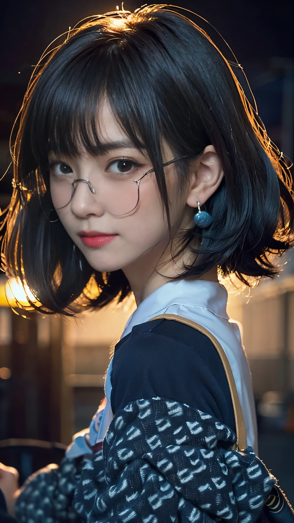 mix 4, (16K, Raw photo, best image quality, masterpiece: 1.45), (realistic, Photoreal: 1.37), one girl, cute, Wearing sunglasses,cityscape,, professional lighting, photon mapping, school classroom, Physically based rendering, dark brown hair,ponytail hairstyle, Beautiful well-groomed eyes、((double eyelid))、super cute girl, (((school uniform、blazer、Long-sleeved shirts worn by Japanese high school girls、ribbon tie、Navy blue super super super mini skirt,、dark blue socks、black loafers))), highest quality photos, High resolution, 1080P, (clear face), (Detailed facial description), (detailed description of hands), (masterpiece), (Detailed CG)、extreme light and shadow、messy hair、master work、Rich details、(detailed facial features)、(highest quality photos)、(Masseter muscle part)、(detailed eye)、look in front of you、thin clavicle、((slender and big))、(((Japanese high school girls wear long-sleeved shirts)))、((neat idol))、((school gate、schoolyard、School building in the background))、(Take photos from random viewpoints)、(((Anyway it's cute)))、earrings、big smile、Draw the whole body from the knees、Do not draw fine lines、(((Sports bags used by Japan schoolgirls)))、(small breasts:1.2)、small buttocks with tension、Two arms and two legs、(((from the front:0.7)))、bare hands、(((symmetrical eyes)))、standing pose、put your hands on the desk、Do not remove the tie from the jacket、