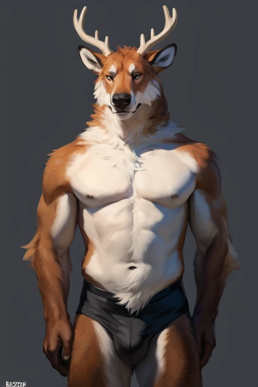 solo,furry,anthro,Bull,male,e621,standing,hands behind back,wearing underwear,simple background,front view,by bebebebebe,by foxovh,by buta99,by chunie,(best quality,4k,8k,highres,masterpiece:1.2),ultra-detailed,(realistic,photorealistic,photo-realistic:1.37),soft lighting,traditional painting,animalistic,regal,handsome face,expressive eyes,sharp antlers,thick fur texture,sturdy build,strong physique,vibrant color palette,dynamic pose,calm and confident demeanor,majestic presence