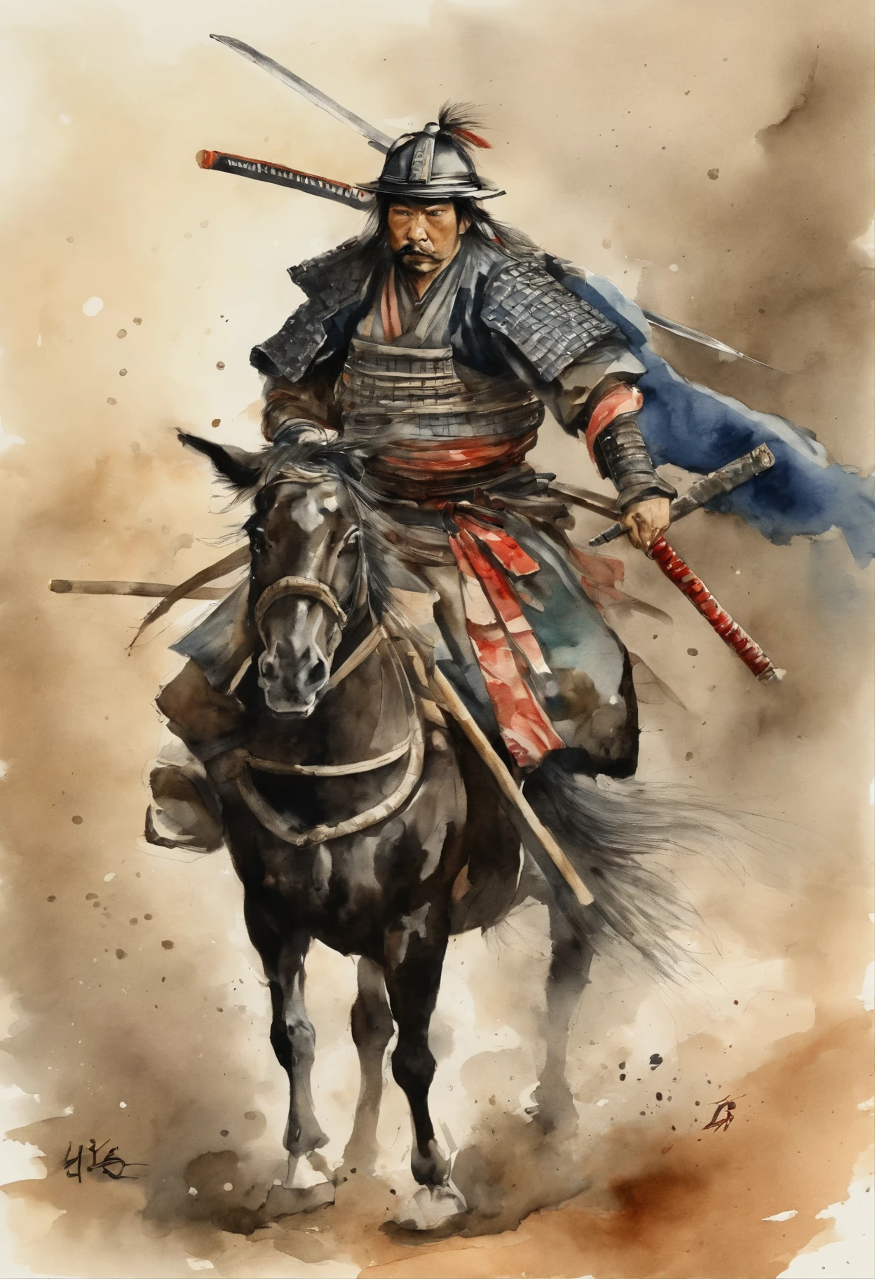 samurai, ukiyo e, eiho hirezaki, homem, tradicional