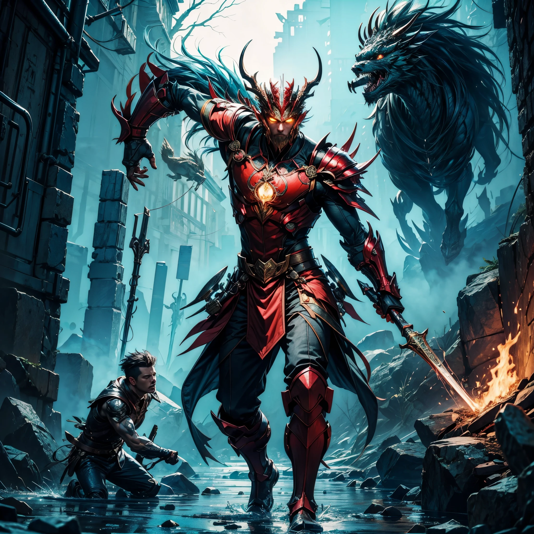 Create a digital art masterpiece depicting a fearless and battle-worn dragon slayer standing defiantly before an imposing, fire-breathing dragon. The dragon slayer should exude confidence, wielding a legendary weapon with intricate details and adorned in battle-scarred armor. The dragon should be a formidable force, its scales reflecting the glow of its fiery breath. Set the scene against a dramatic backdrop that captures the intensity of this showdown between the last of the dragon slayers and the majestic beast, showcasing the clash of two legendary forces in an epic fantasy world. varied multi etc. global luminescence saturate volumetric Cinematic_Sunlight lightning_contrast meticulously intricate ultra_high-details ultra_high-quality max ultra_high-def ultra_photo-realistic optimal ultra_high-res cgi vfx sfx accurate reflex vivid color-coded improved Octane-rendered UHD XT3 DSLR HDR romm rgb pbr 3dcg fxaa blu-ray enhanced fkaa txaa rtx ssao opengl-shader glsl-shader post-processing post-production cell-shading tone-mapping analogique ultra_sharpness focus symmetrical Dazzling Heaven Paradise "Heavy Metal" Will-o'-the-wisp iota pixie sprite kindergarden onyx ruby Sundrop opal emerald plasma Tourmaline lava magic fire summon incandescent creature crystalline viceroy monarch conjuration flowering butterfly Hearth CGSCOSITY invocation strange monster floraison Earth reflection chef-d' gorgeous sex naked nsfw varied multi etc. --s 1000 --c 20 --q 20 --chaos 100