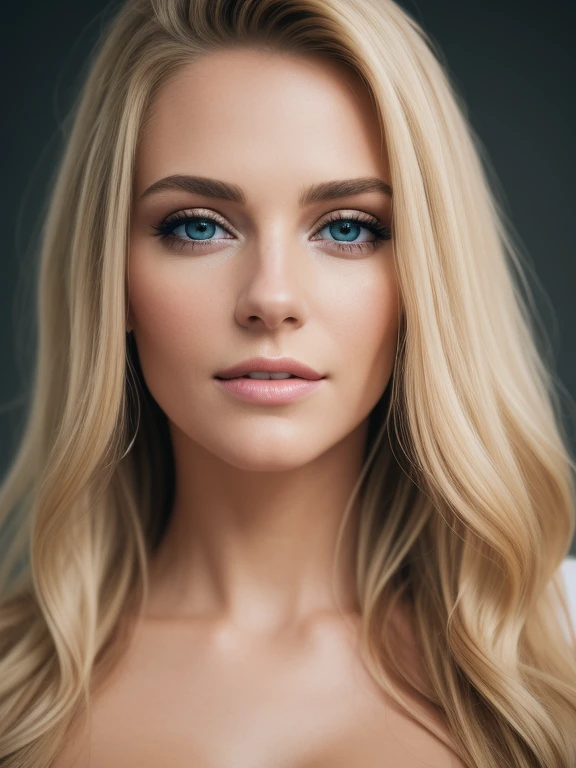 One is extremely beautiful、Realistic portrait of american woman wearing light makeup, Very detailed light hazel eyes, sexy woman, Detailed symmetrical realistic face, plump lips, Very detailed natural texture, Peach fluff, Messy long blonde hair, masterpiece, The winning photo was taken by Francesco Scavullo, Nikon D850 Film Stock Photo, Kodak Portra 400 camera F1.6 shots, Very detailed, Astonishing, fine details, colorful, Hyper-realistic and realistic texture, dramatic lighting, Unreal Engine, Popular topics on Artstation, Cinestill 800 tungsten, looking at the audience, Photorealistic, original photo, high quality, high resolution, sharp focus, Very detailed, Cinema lighting, 8k ultra high definition