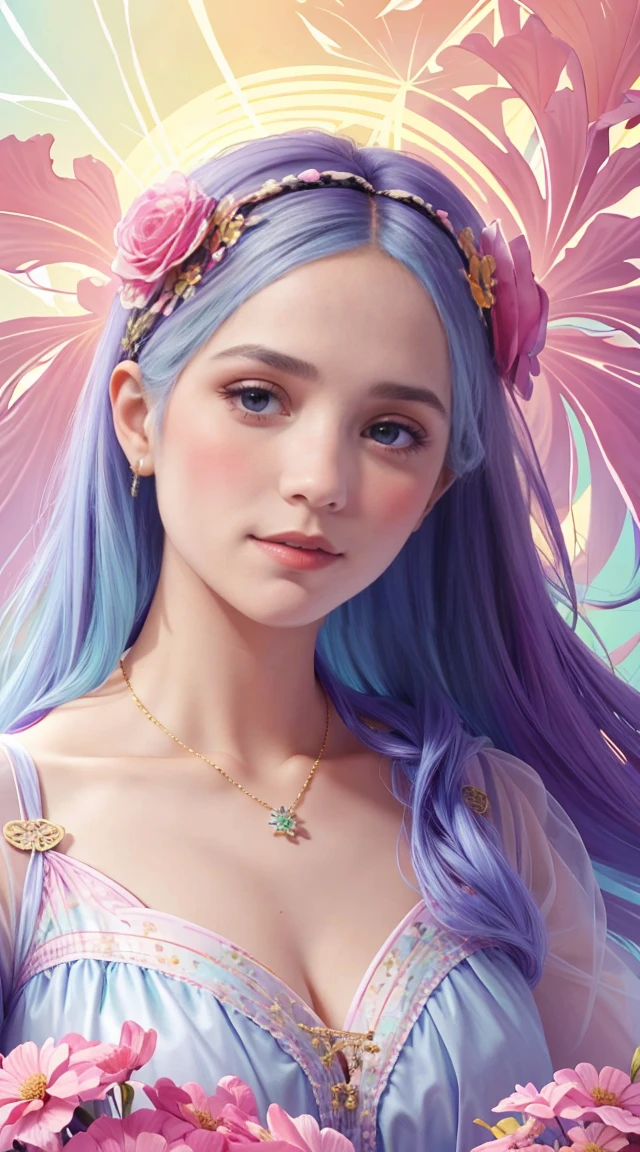 arafed woman in a blue dress with a flower crown, ethereal fantasy, ethereal beauty, ((a beautiful fantasy empress)), a beautiful fantasy empress, fantasy art style, fantasy beautiful, beautiful fantasy art, beautiful fantasy maiden, beautiful goddess, fantasy woman, digital fantasy art ), fantasy photoshoot, beautiful celestial mage, astral fairy, celestial goddess, beautiful sorceress