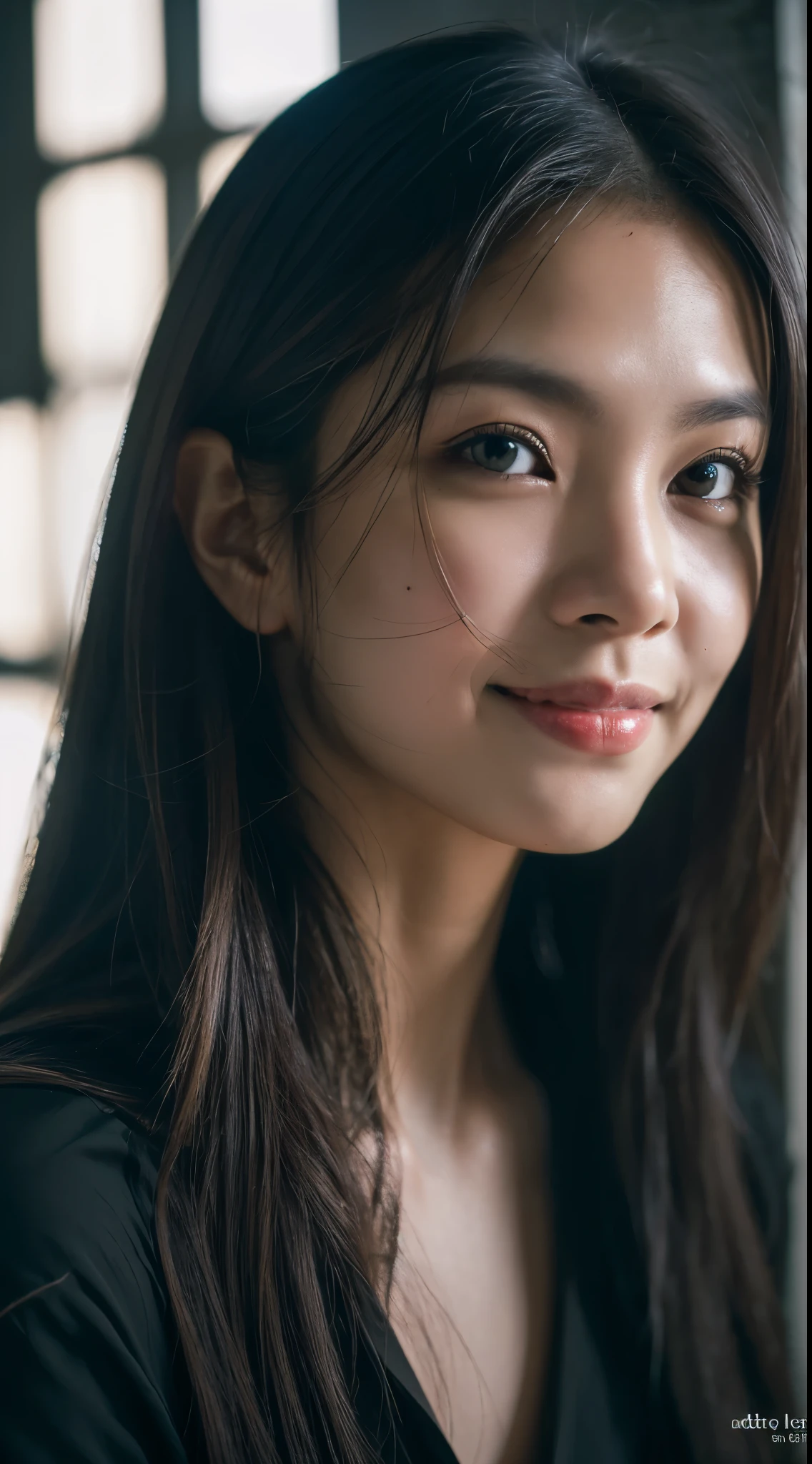 highest quality, epic realistic, ((in the pitch black darkness :1.4)), ((portrait:1.5)),(background: dark ) high contrast ,glorious picture, lowest lux, lighting face, she's comfortable, wearing nothing, , looks incredible, (8k, Raw photo, Highest quality),(epic realistic:1.5), a woman, face,(detailed eyes:0.8),(looking at the camera:1.4), (Highest quality), ( high contrast, deep shadows),Intricate details,cinematic,((skin:1.4)), (long dark hair:1.3), long hair, messy ,(Hdr:1.5),Detailed, colors, Superior quality, Masterpiece, Raw Photo (20-year-old, looking at viewer), beautiful, (wearing plain yellow shirt,), perfect, natural, perfect composition, portrait, perfect face, smiling expression, Captivating eyes, Bright details, Tight lips, (High Skin Detail),, (blue tint: 0.6), (sale: 0.8), (bloody: 0.7), Key lighting , (backlight: 0.5), Medium depth of field, Canon 5d, 50mm lens, f/4 apertures, (Ultra-detailed, Complex detail), sharp focus, soft colors, 8k, Absurd, 80mm, bokeh background, photography, smiling, pinay, filipina, large boobs, neon lights background, bokeh