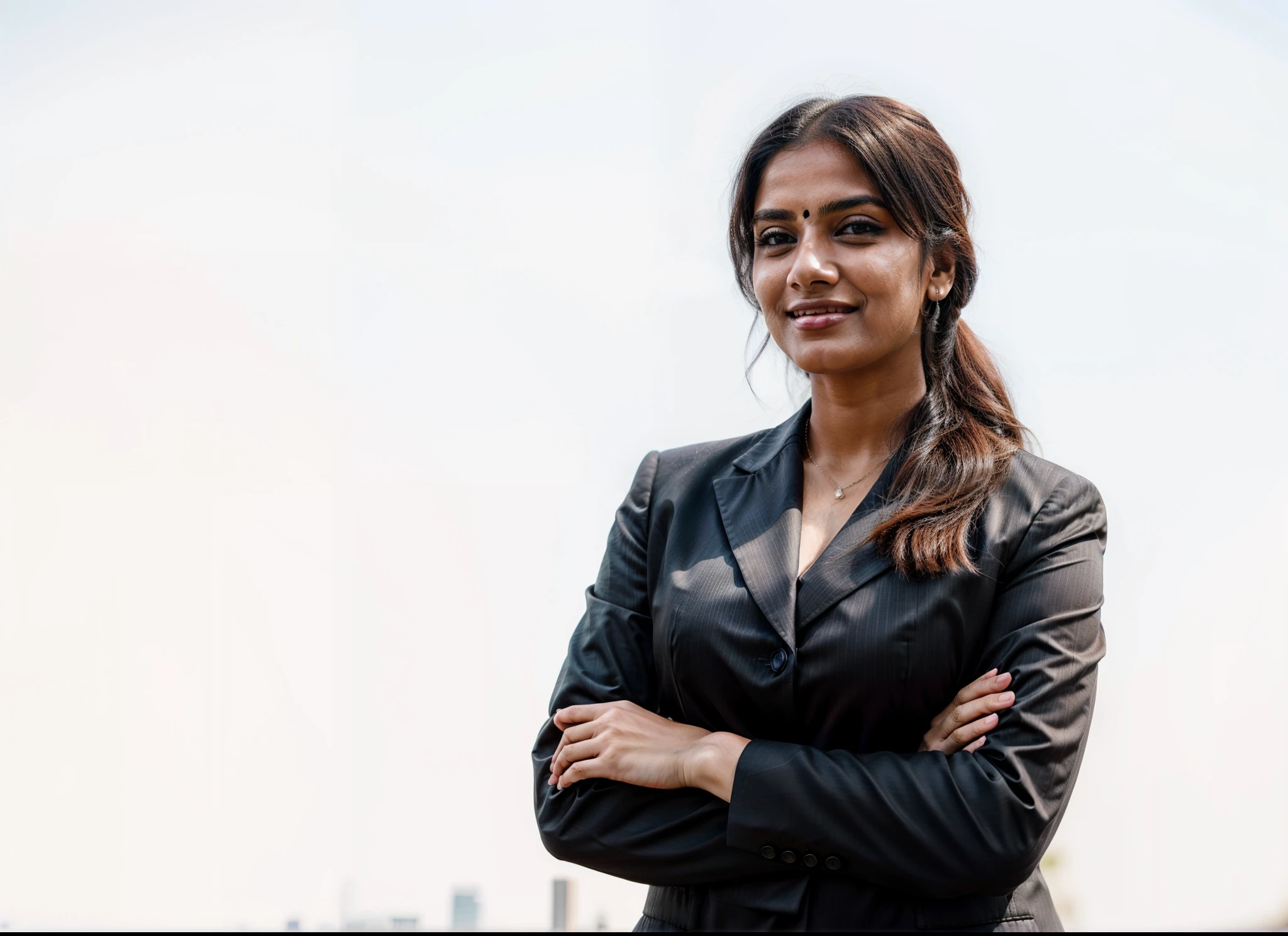 (Indian beautiful business woman),(detail),smiling indian woman in a black suit with arms crossed, woman in black business suit, woman in business suit, girl in a suit, girl in suit, professional profile picture, young business woman, photo of a woman, professional profile photo, professional image, wearing black business suit, well lit professional photo, wearing a business suit, amazing professional picture, female lawyer, solid background, combed well