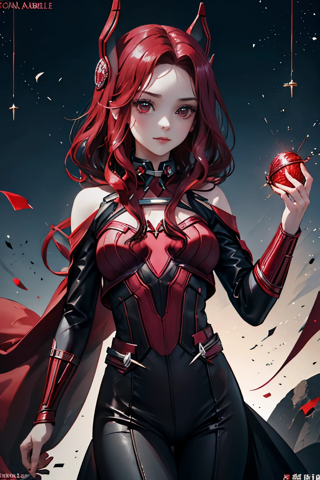 8k, 黑暗of_fantasy, (Scarlet Witch, of: 1.5), 天使of面孔, 1 person, Standing complete picture, Mechanical Wonder, exist