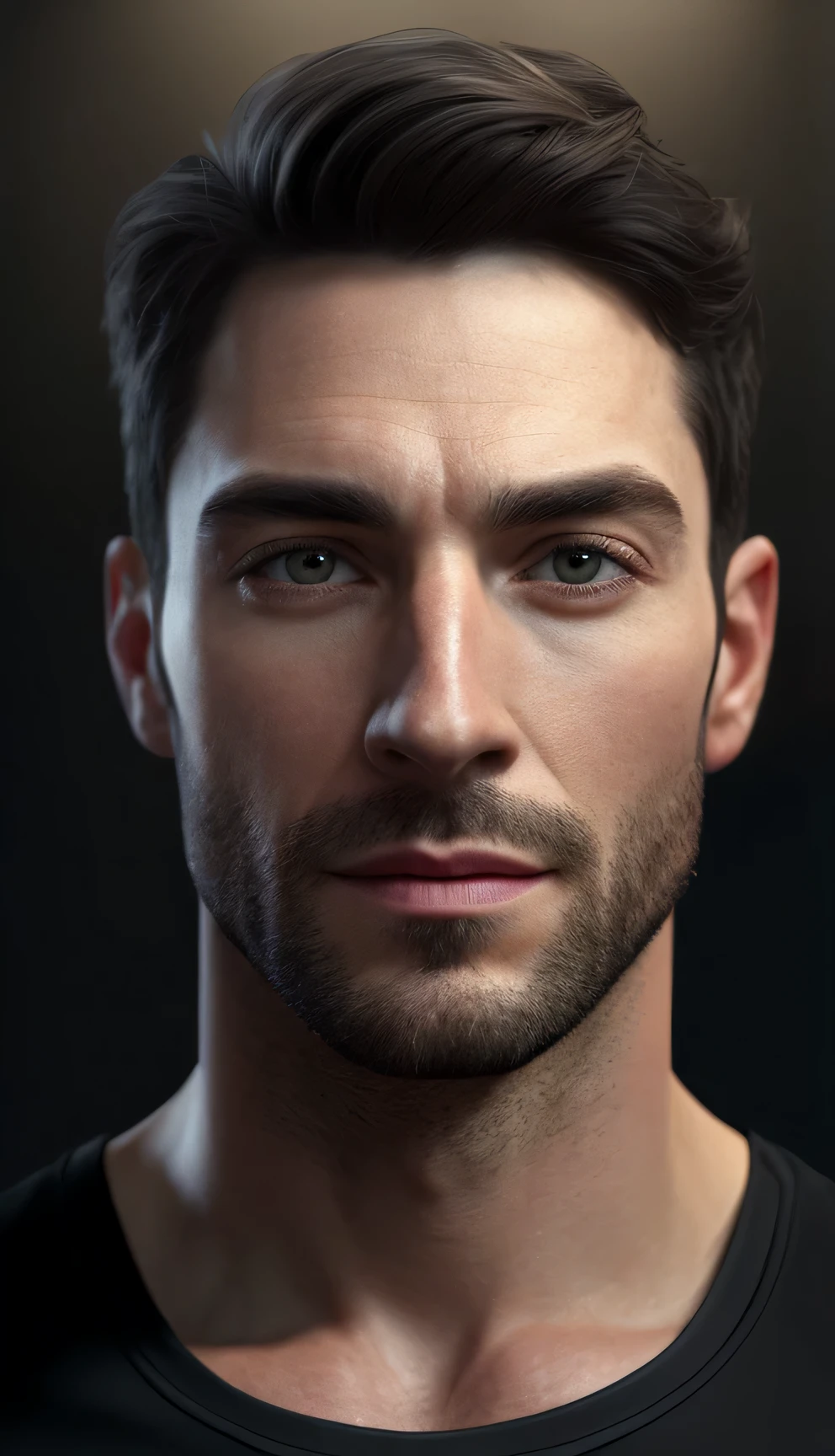 um close up de um homem com barba, modern prescription glasses and black shirt, Cinematic Realistic Portrait, bonito rosto detalhado, rosto realista altamente detalhado, Rosto altamente detalhado de 8k, retrato de rosto detalhado realista, 8K portrait rendering, Rosto afiado com alto detalhe, realistic face moody lighting, rosto realista detalhado, rosto realista humano, Retrato VFX altamente detalhado, rosto detalhado e realista, rosto realista e detalhado