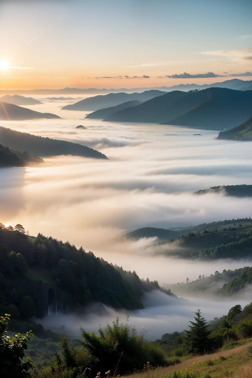 Lakes and mountains,Blue water and blue sky,Green peaks like forests,The sea and the sky are the same,shrouded in mist,A sea of clouds,Sunrise and sunset,Golden glow sprinkles the earth,Reflecting the endless beauty of nature。