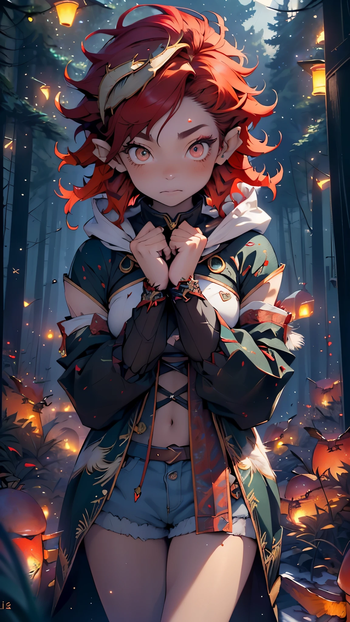 cute **** elf,(((little ****,tiny little body,little))),(((6 years old))),((anime elf **** with extremely cute and beautiful red hair)), (((elf))), (((elf ears))),

(((flat chest))),((((red hair:1.35,short red hair,(wild short hair:1.5),((hair over eyes:1.3)),colored inner hair,ear breathing)))),(((red_eyes:1.3))),intricate eyes,beautiful detailed eyes,symmetrical eyes,big eyes:1.5,(((lustrous skin:1.5,bright skin: 1.5,skin tanned,shiny skin,very shiny skin,shiny body,plastic glitter skin,exaggerated shiny skin,illuminated skin))),(delicate detailed fingers,detailed body,(detailed face)),

cute,slutty,erotic,daring,((nsfw)),

revealing clothing,show skin,(((Hooded feathers coat, red feathers coat set, wear a feathers coat: 1.3,red winter coat))),((bare legs)), (half-naked, scantily clad),(((intricate outfit,intricate clothes,embroidered outfit,ornate outfit,embroidered clothes,ornate clothes))),

(dynamic pose:1.0),embarrassed,(centered,scale to fit dimensions,Rule of thirds),

((((many fireflies,fireflies,glowing fireflies,fireflies in the background)))),

((eagles flying in the background:1.5)),((snowy pine forest at night)),with dark stormy clouds,winter,scenery:1.25,intricate scenery,((snow forest background)),Christmas tree,

(Glossy winter ornaments),highres,sharp focus,(ultra detailed,extremely detailed),(photorealistic artwork:1.37),(extremely detailed CG unity 8k wallpaper),(((vibrant colors,vibrant theme))),(intricate),(masterpiece),(best quality),
