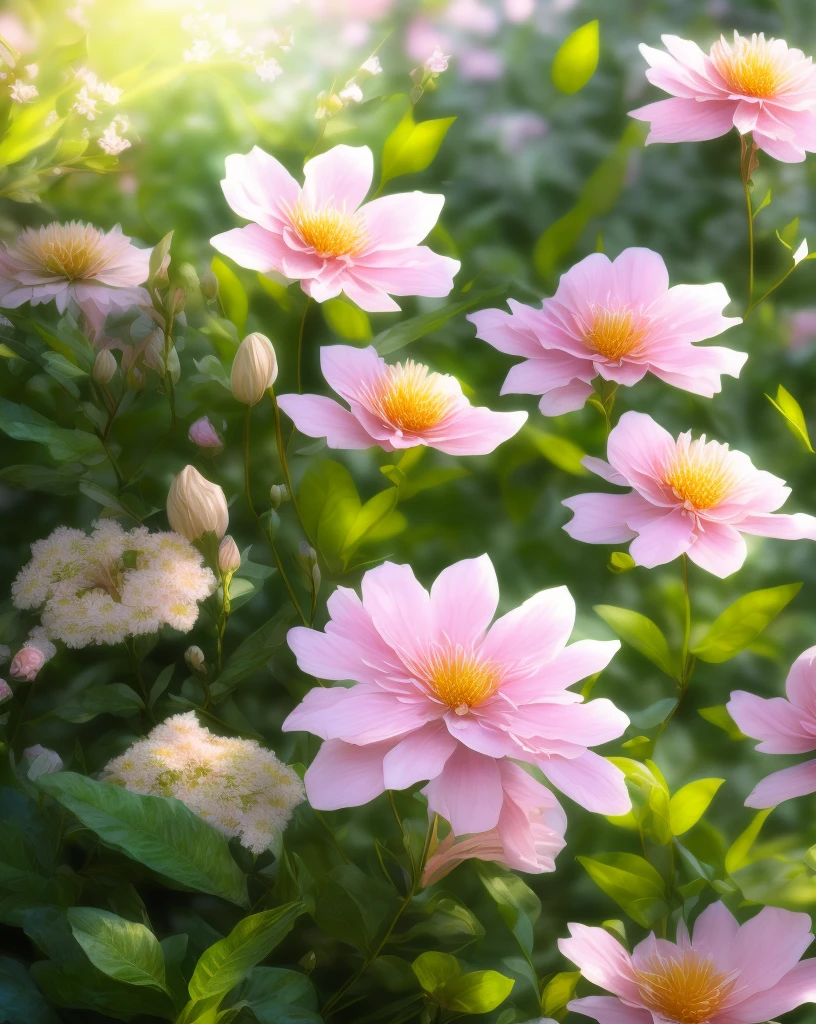 (best quality,4k,8k,highres,masterpiece:1.2),ultra-detailed,(realistic,photorealistic,photo-realistic:1.37),soft color tones,flowers,beautiful detailed petals,delicate blooms,fragrant blossoms,lush foliage,subtle pastel shades,subdued color palette,elegant floral arrangement,vibrant colors in harmony,petal textures,soft natural lighting,romantic atmosphere,gentle breezes,serene garden setting,nature's beauty,artistic interpretation