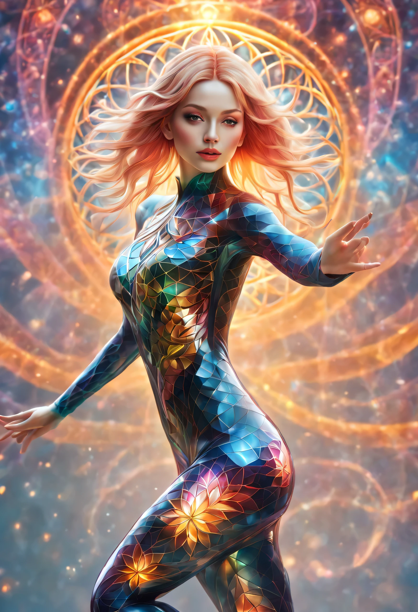 (best quality:1.2, highres, ultra-detailed, realistic:1.37), vibrant colors, 3D rendering, flower of life, intricate details, glowing patterns, mesmerizing beauty, ethereal atmosphere, spiritual symbolism, sacred geometry, divine creation