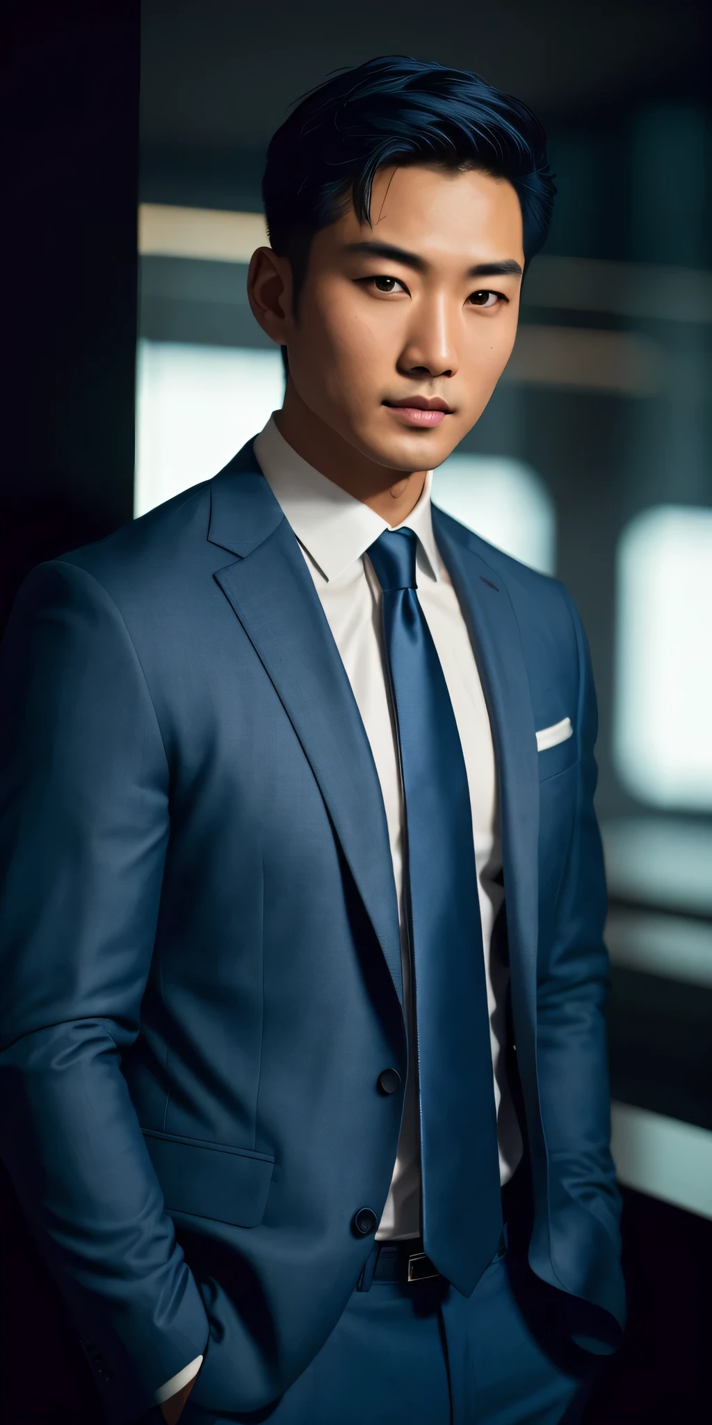Asian male anchor, handsome face, short hair, 28 years old, light blue suit、dark blue tie、, photoactual, photo, masterpiece, actual, realism, photorealism, high contrast, photoactual digital art trending on Artstation 8k HD high definition detailed actual, detailed, texture, hyper detailed, actual texture, armature, best quality, 超high resolution, (photoactual:1.4),, high resolution, detailed, raw photo, Sharp Re, by lee jeffries nikon d850 film stock photograph 4 kodak portra 400 camera f1.6 lens rich colors hyper actual lifelike texture dramatic lighting unrealengine trending on artstation cinestill 800, simple background