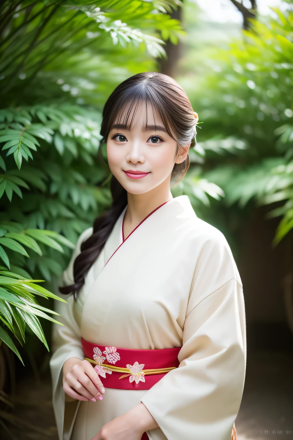 Nikon Z 85mm、The Beauty of Japan、Elegant and elegant portrait、japanese theme、Traditional kimono、Washi background、Filming in the Japan Garden、beautiful japanese makeup、Soft glow of natural light、A beautiful woman who symbolizes Japan culture