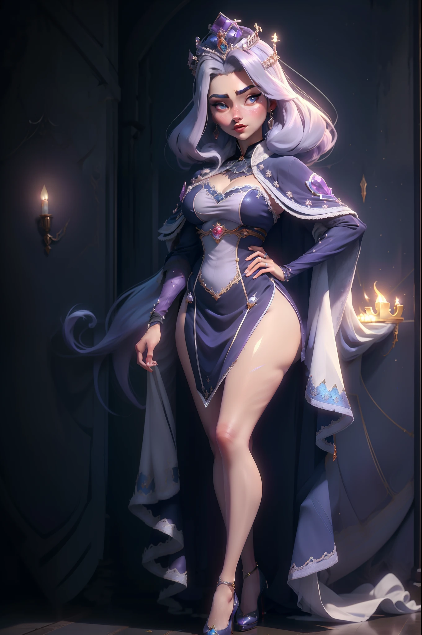 11:23(((best quality: 1.4))),(Unparalleled masterpiece), (ultra high definition),(Hyper-realistic 8K CG)、（purple hair） ((( Body))), (((1 spider queen in))), 25-year-old American soldier with perfect Body,,Beautiful and well-groomed face,muscular Body:1.2,detailed solid color jacket, (Pictures of the whole body)， a queen，A crown on the head，Inlaid with shaped gemstones，Expressing her noble temperament and clear-cut face，Have a high nose bridge and plump lips，A cunning light flashed in the blue eyes，Wearing a black noble robe，It is embellished with delicate silver embroidery，Multiple auxiliary legs decorated below，