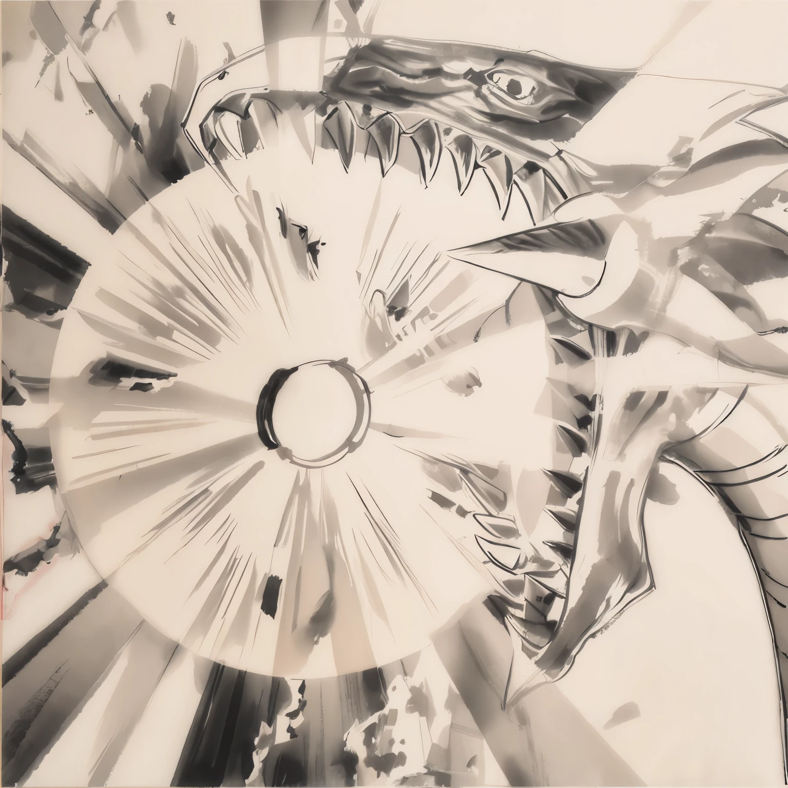 monochrome,line-art、(masterpiece, best quality: 1.2), Chinese traditional ink painting,shuimobysim,beige background