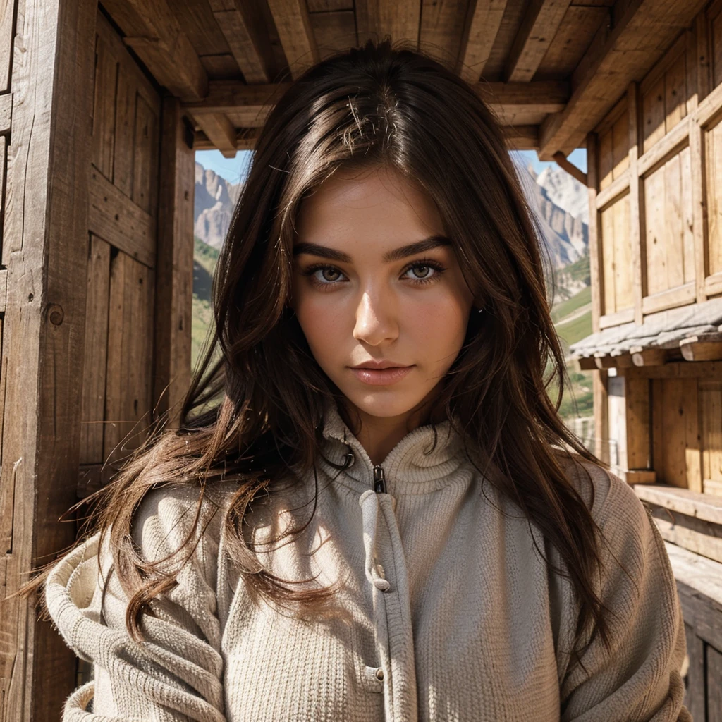 Brunette instagram model eith pretty face. In Dolomites