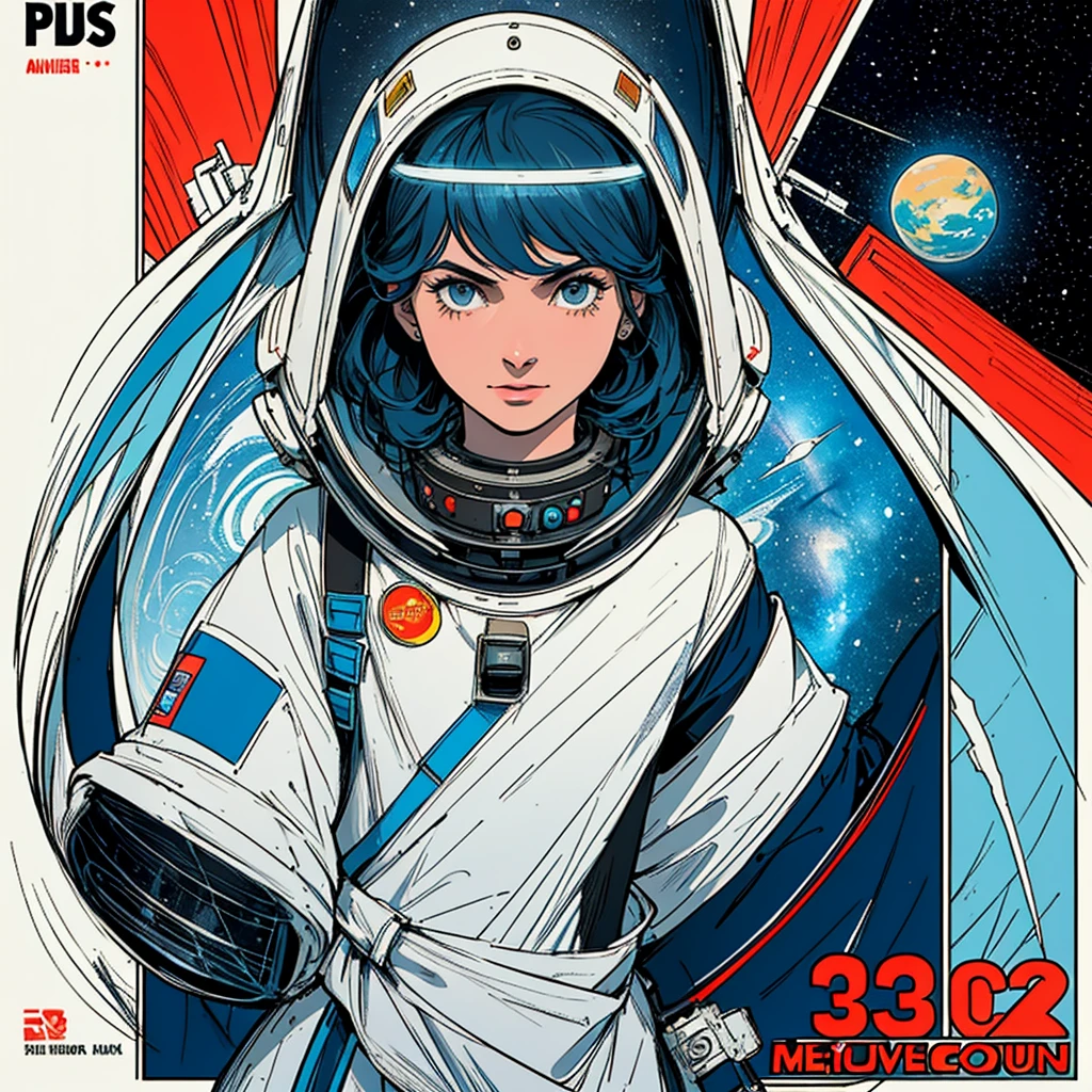 (((32k))),(((highest quality))),(universe),(Perfect One Woman),60's,70's,80's,((古い映画のposter)),retro,vintage,bauhaus,abstract,(スペーススリラー映画poster),Futuristic,shape,OK,cosmos,galaxy,satellite,mechanical,Geometric pattern,meteor,meteorite,planet,poster_white frame,very delicate,