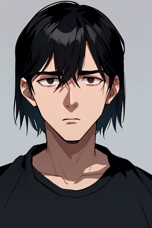 Black-haired boy，Black eyes, full of depressions，Expressive face，Lonely and deep，The Dark Personality