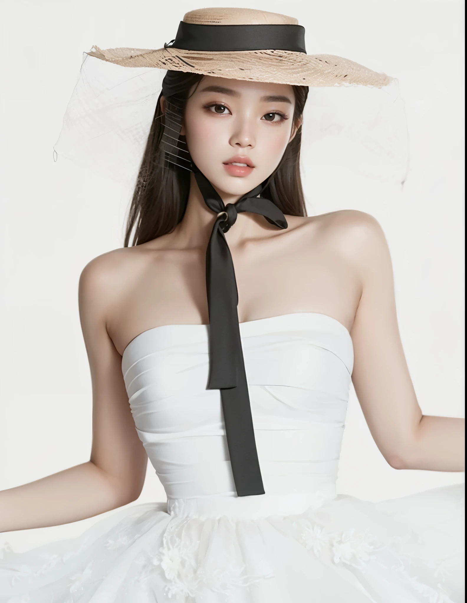 Araffe woman in a white dress and a hat posing for a photo, jennie blackpink, Heonhwa Choe, taejune kim, Jiyun Chae, kwak ji jovem, Seseon Yoon, Lee Ji-eun, Lee Ji-eun, estacionar a partir de-min, gongbi, Jinna Zhang, Hwang se-é, que