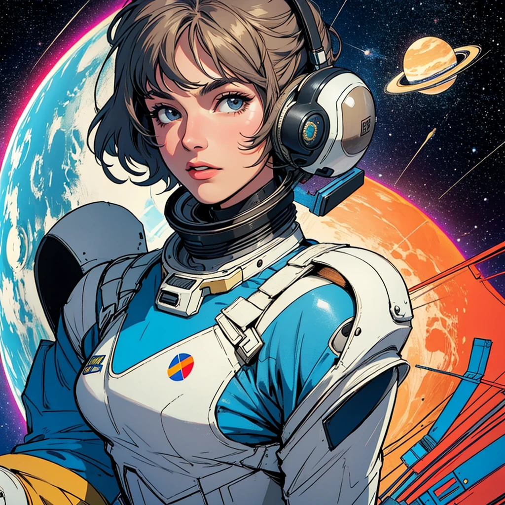 (((32k))),(((highest quality))),(Perfect One Woman),60's,70's,80's,old movie posters,retro,vintage,bauhaus,abstract,Space Thriller Movie Poster,Futuristic,shape,OK,cosmos,galaxy,satellite,mechanical,Geometric pattern,meteor,meteorite,planet,very delicate,宇宙飛OK士,Milky Way,