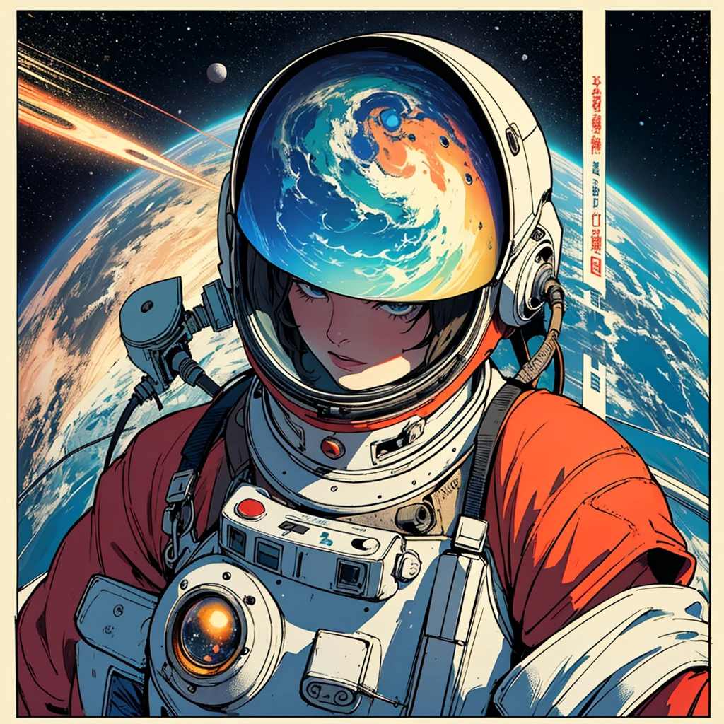 (((32k))),(((highest quality))),(Perfect One Woman),60's,70's,80's,old movie posters,retro,vintage,bauhaus,abstract,Space Thriller Movie Poster,Futuristic,shape,OK,cosmos,galaxy,satellite,mechanical,Geometric pattern,meteor,meteorite,planet,very delicate,宇宙飛OK士,Milky Way,