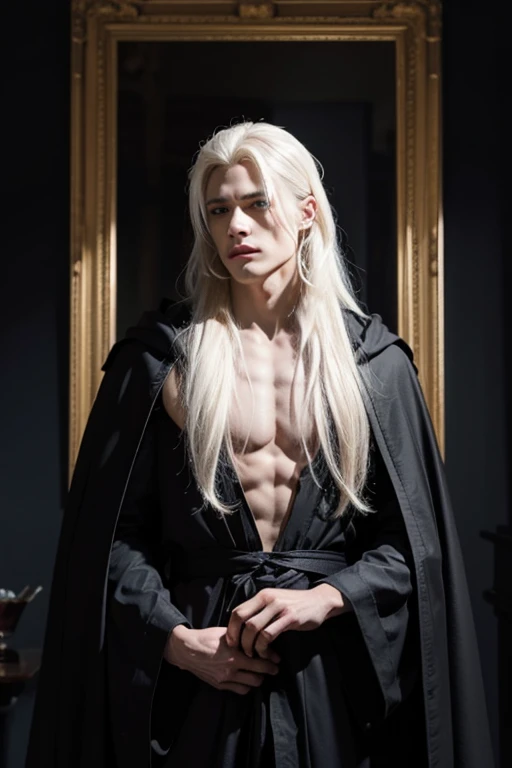 (8k, photo, best quality, masterpiece, erotic, homoerotic, looking at viewer, face, beautiful eyes, masculine crotch:1.35), (1boy, slender androgynous male, queer, depraved sissy villain, dark sun gwyndolin:1.5)