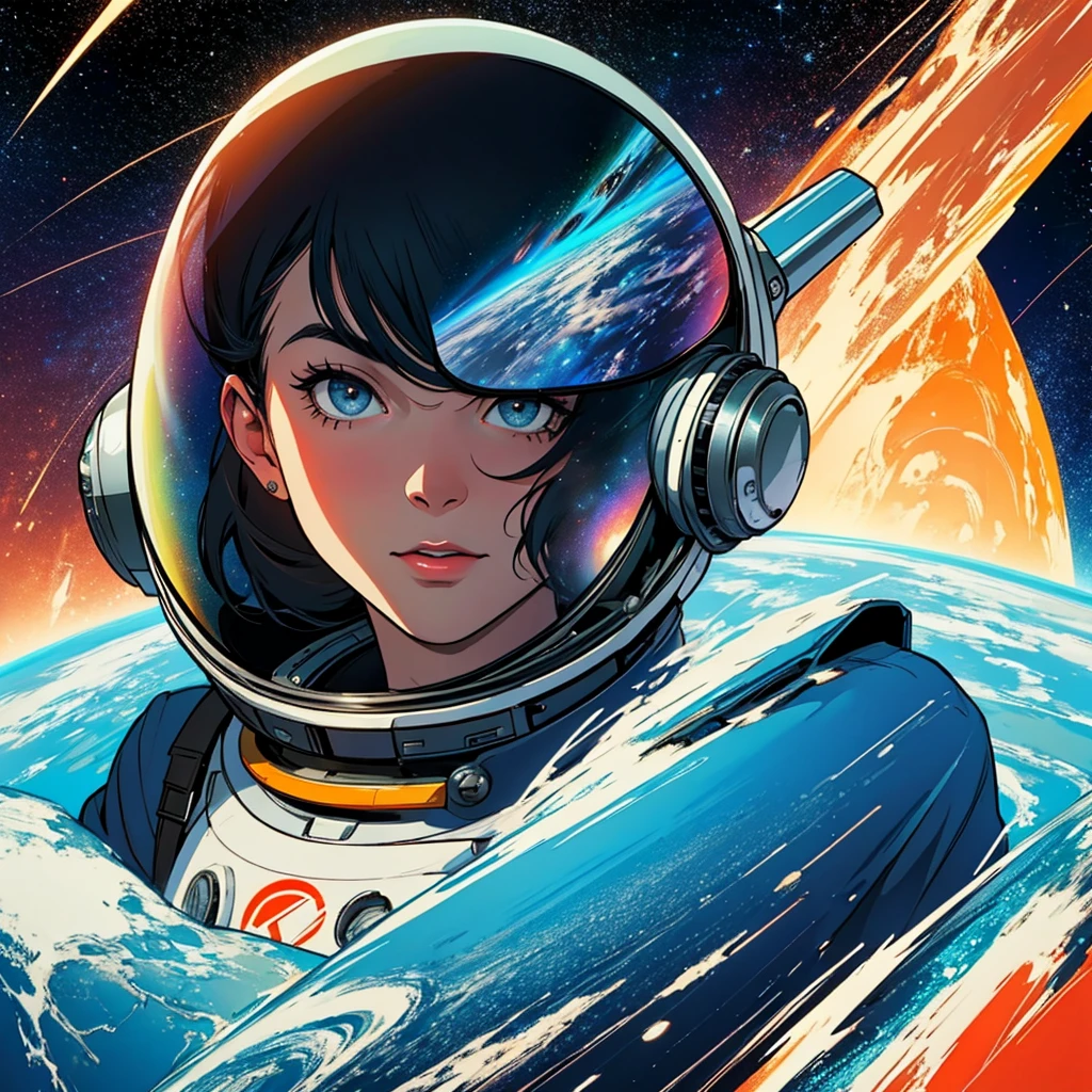 (((32k))),(((highest quality))),(Perfect One Woman),60's,70's,80&#39;s,old movie posters,retro,vintage,bauhaus,abstract,Space Thriller Movie Poster,Futuristic,shape,OK,cosmos,galaxy,satellite,mechanical,Geometric pattern,meteor,meteorite,planet,very delicate,宇宙飛OK士,Milky Way,
