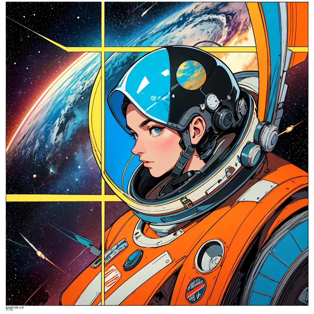 (((32k))),(((highest quality))),(Perfect One Woman),60's,70's,80's,old movie posters,retro,vintage,bauhaus,abstract,Space Thriller Movie Poster,Futuristic,shape,OK,cosmos,galaxy,satellite,mechanical,Geometric pattern,meteor,meteorite,planet,very delicate,宇宙飛OK士,Milky Way,