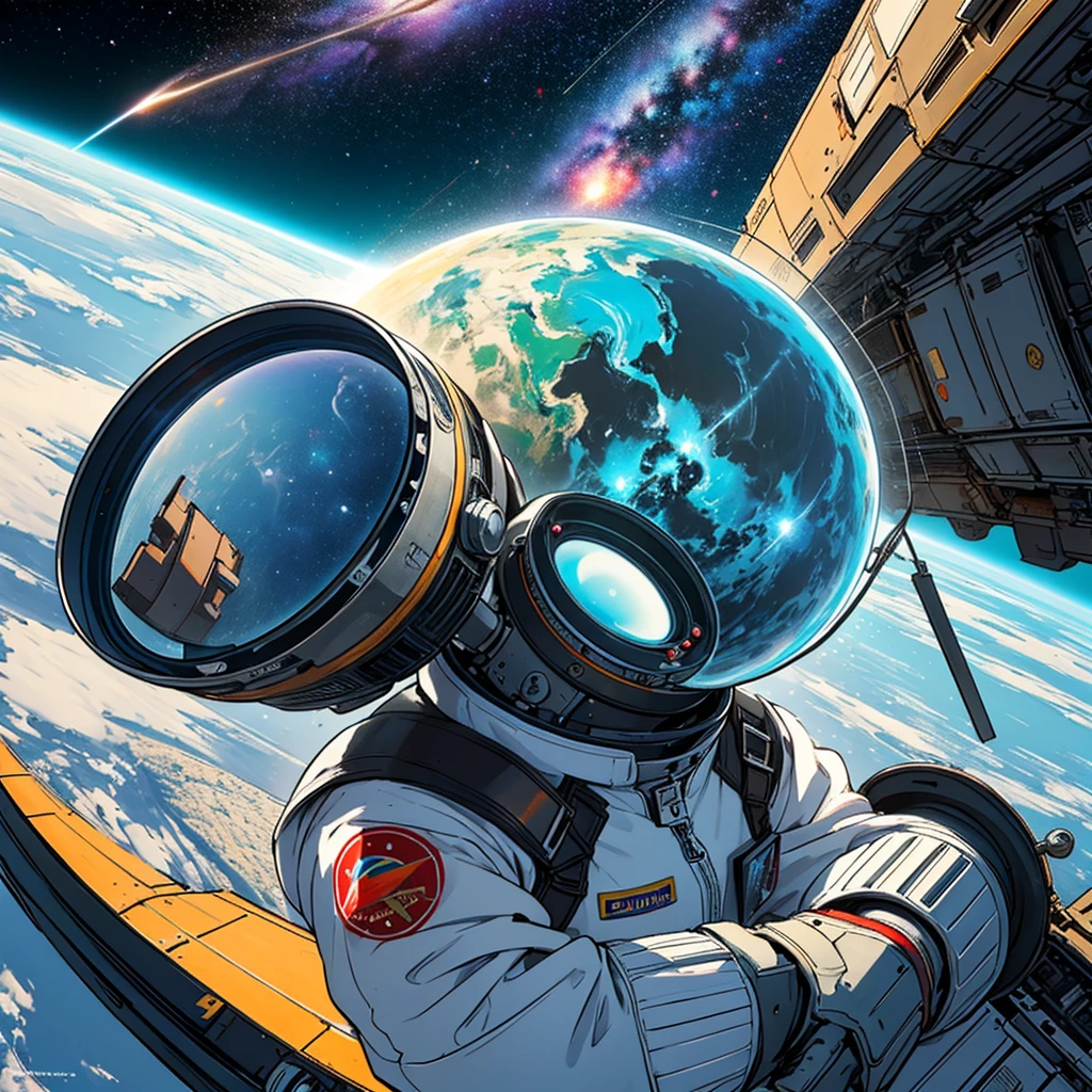 (((32k))),(((highest quality))),(Perfect One Woman),60's,70's,80's,old movie posters,retro,vintage,bauhaus,abstract,Space Thriller Movie Poster,Futuristic,shape,OK,cosmos,galaxy,satellite,mechanical,Geometric pattern,meteor,meteorite,planet,very delicate,宇宙飛OK士,Milky Way,