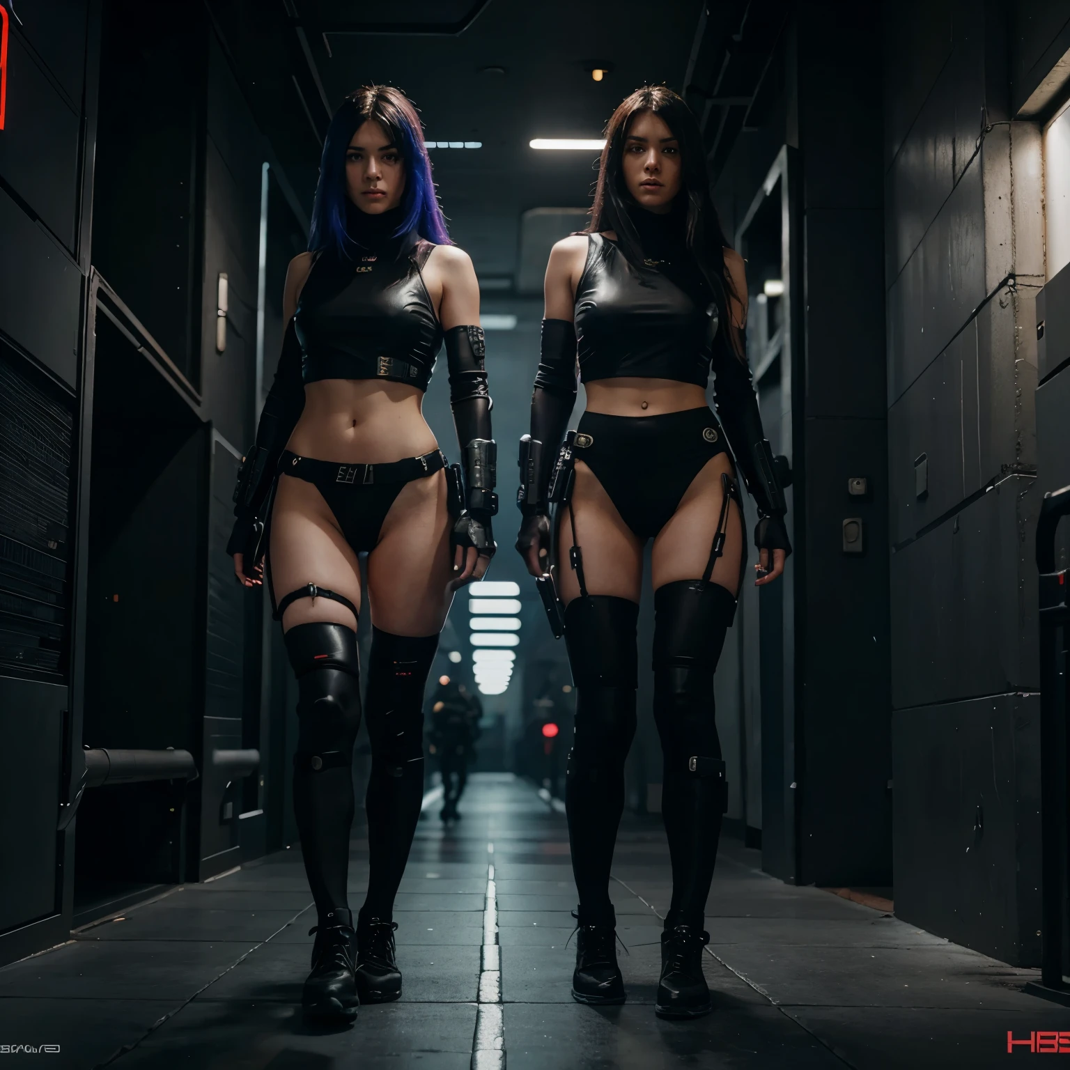 Cyberpunk soldier girls full body 4k 8k