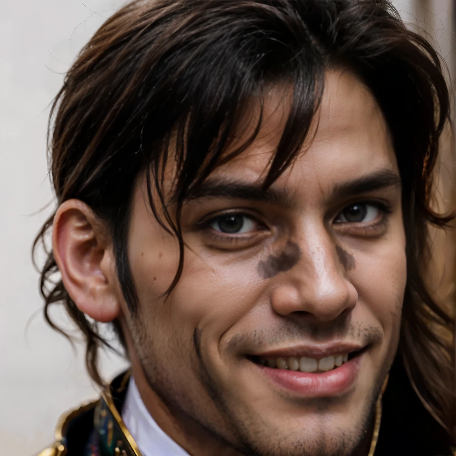 a close up of a man with a smile on his face, anime portrait of a handsome man, fantasy art smug smile man, handsome stunning realistic, anime handsome man, handsome guy in demon slayer art, handsome detailed face, realistic artstyle, photorealistic artstyle, realistic portrait, made with anime painter studio, fantasy male portrait, closeup character portrait, kawaii realistic portrait