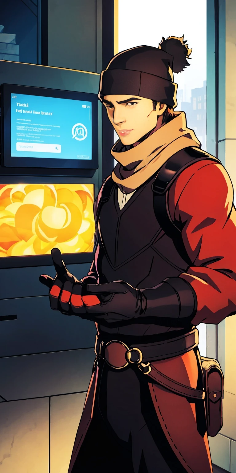 Beanie Hat Scarf Touch Screen Gloves Set for Men