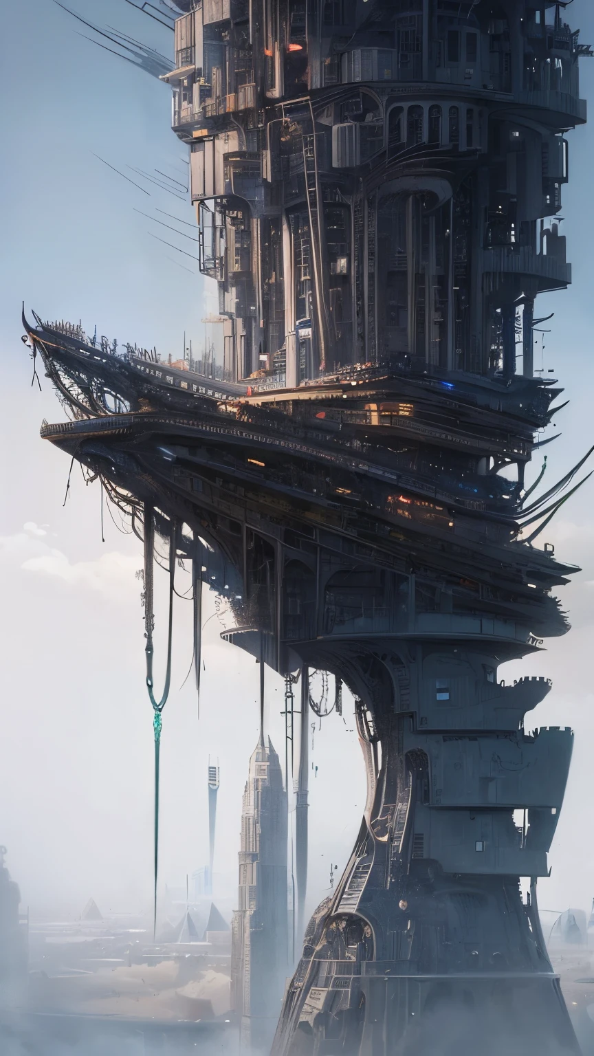 Nadir Afonso, Lebbeus Woods, Surreal, mysterious, strange, fantastical, fantasy, Sci-fi, Japanese anime, geometric imagination, future city, bicycle, beautiful girl, perfect voluminous body, detailed masterpiece